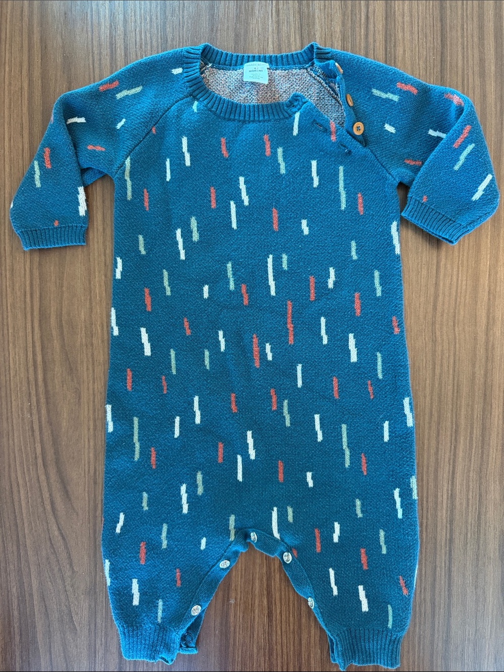 Nordstrom Teal Knit Organic Cotton One-Piece Footie
